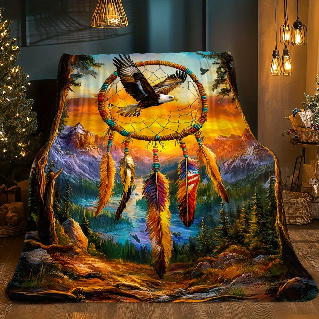 Aonana Dreamcatcher Tribal Bohemian Cozy Flannel Throw Blanket