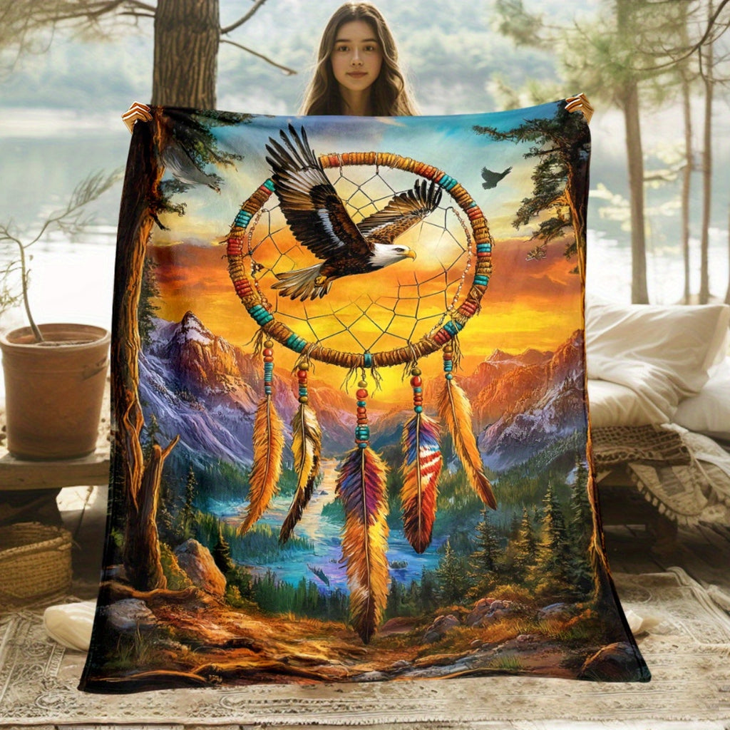 Aonana Dreamcatcher Tribal Bohemian Cozy Flannel Throw Blanket