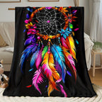 Aonana Feathered Dreamcatcher Cozy Flannel Throw Blanket