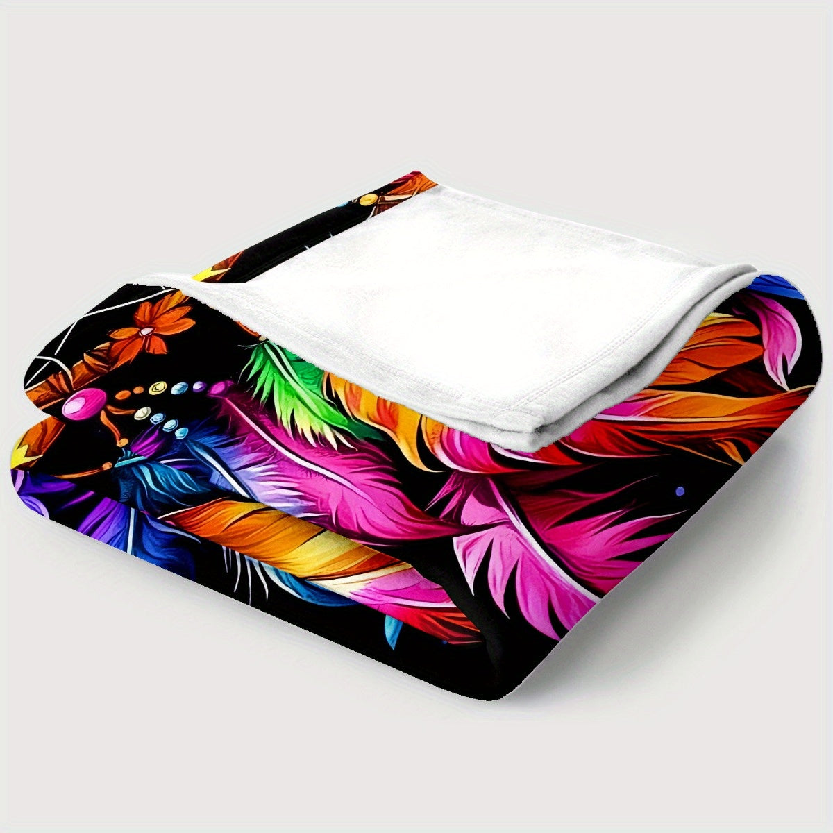 Aonana Feathered Dreamcatcher Cozy Flannel Throw Blanket