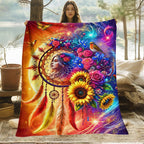 Aonana Dreamcatcher Floral Nebula Cozy Flannel Throw Blanket