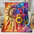 Aonana Dreamcatcher Floral Nebula Cozy Flannel Throw Blanket