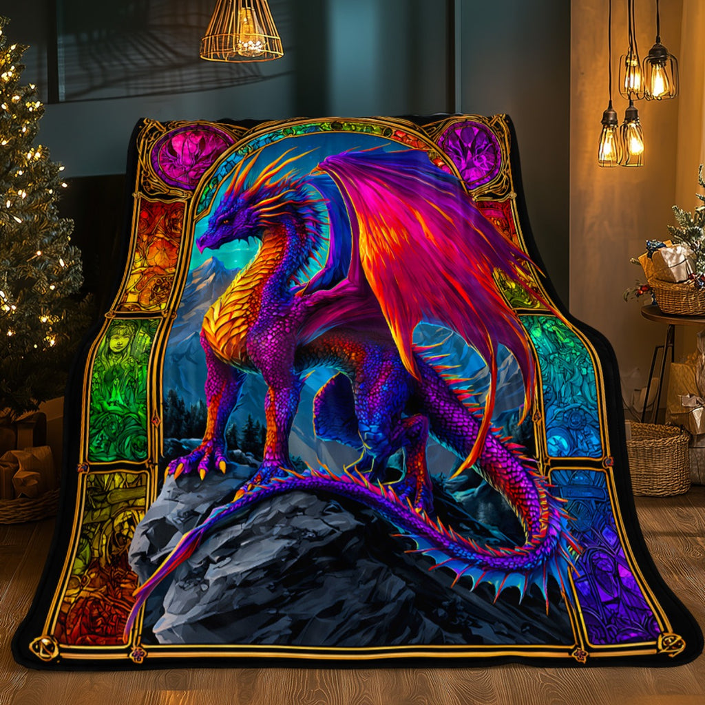 Aonana Fantasy Dragon Print Flannel Throw Blanket