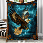 Aonana Lightning Eagle Print Flannel Throw Blanket
