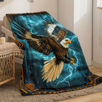 Aonana Lightning Eagle Print Flannel Throw Blanket