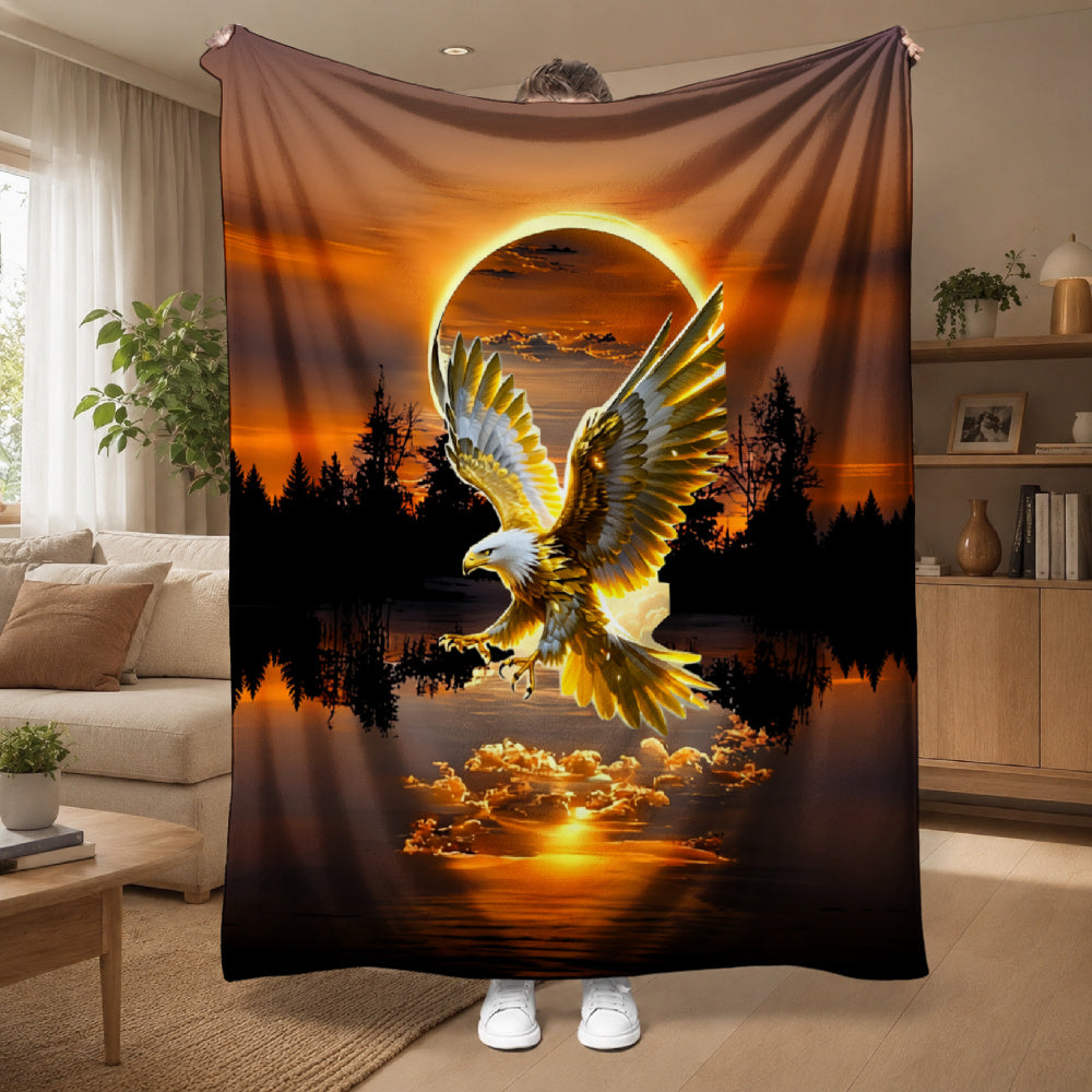 Aonana Lightning Eagle Print Flannel Throw Blanket