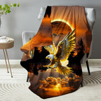 Aonana Lightning Eagle Print Flannel Throw Blanket
