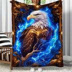 Aonana Lightning Eagle Print Flannel Throw Blanket