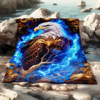 Aonana Lightning Eagle Print Flannel Throw Blanket