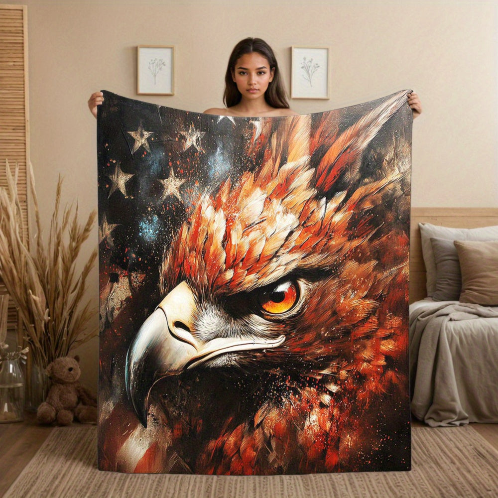 Aonana Lightning Eagle Print Flannel Throw Blanket
