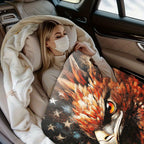 Aonana Lightning Eagle Print Flannel Throw Blanket