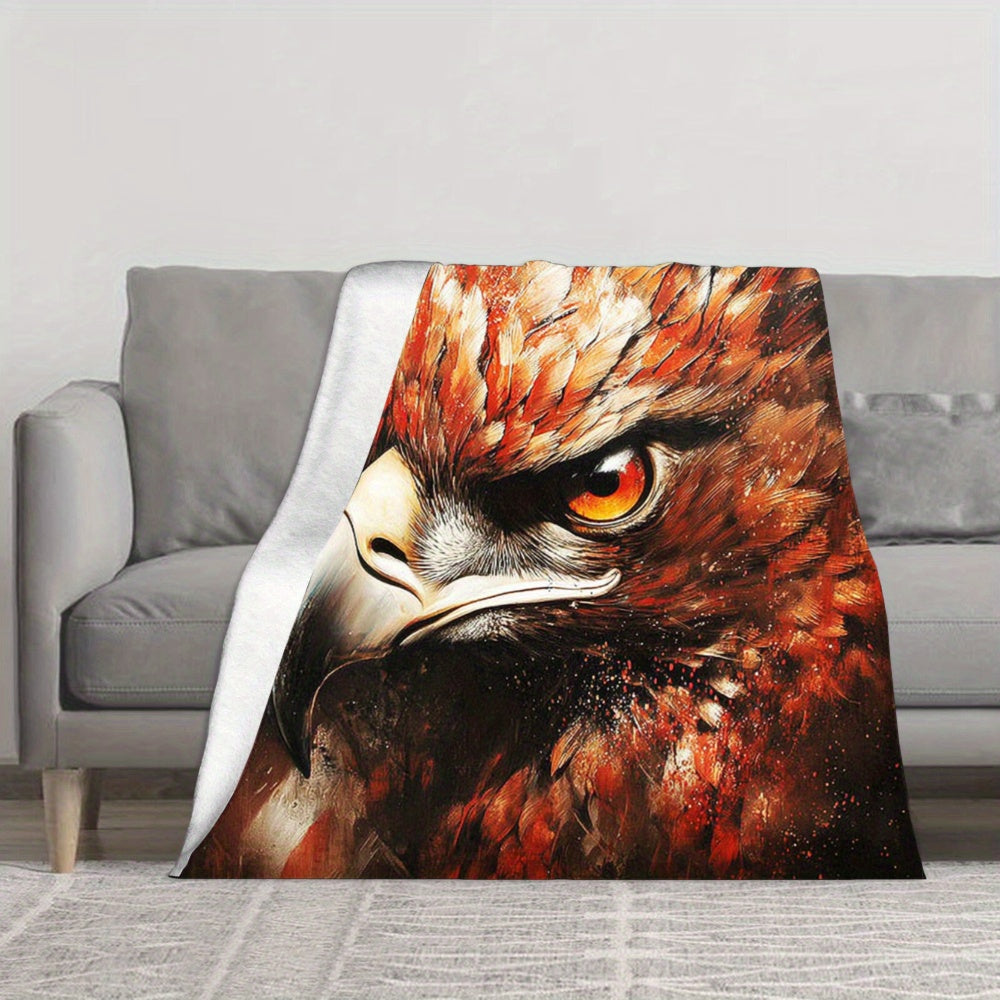 Aonana Lightning Eagle Print Flannel Throw Blanket