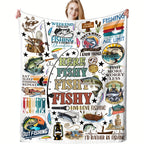 Aonana Funny Go Fishing Gifts Flannel Throw Blanket