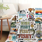Aonana Funny Go Fishing Gifts Flannel Throw Blanket