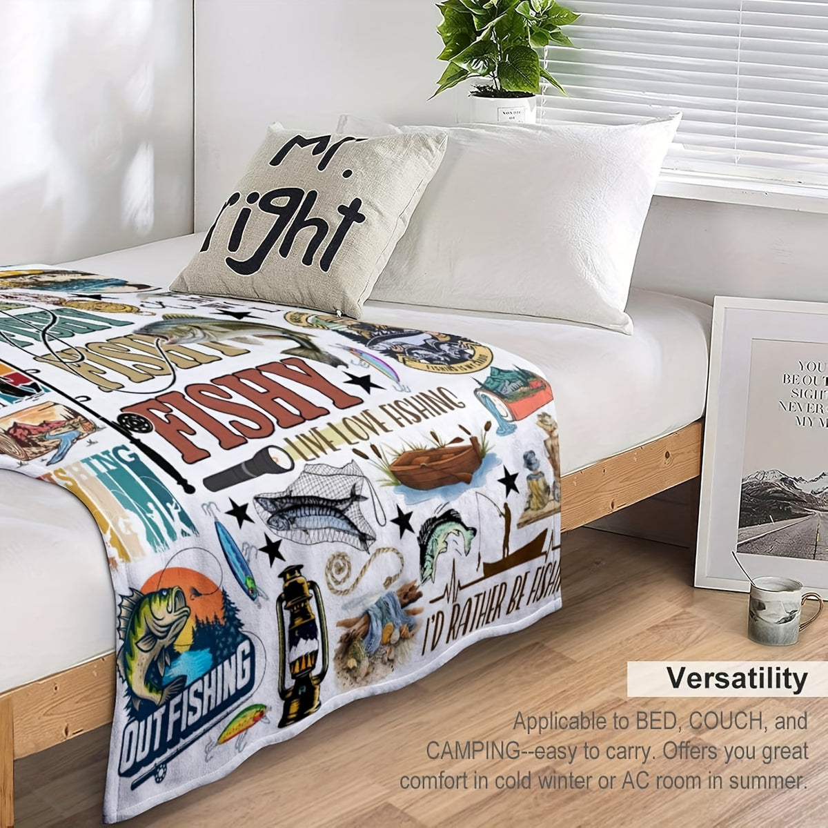 Aonana Funny Go Fishing Gifts Flannel Throw Blanket