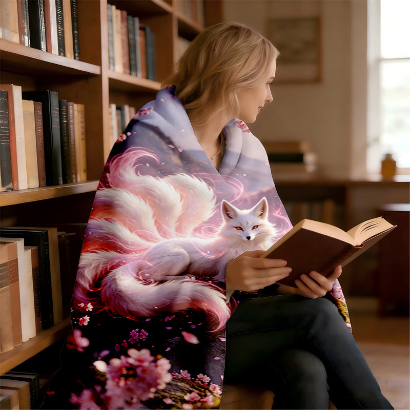 Aonana Nine-Tailed Fox Flannel Throw Blanket