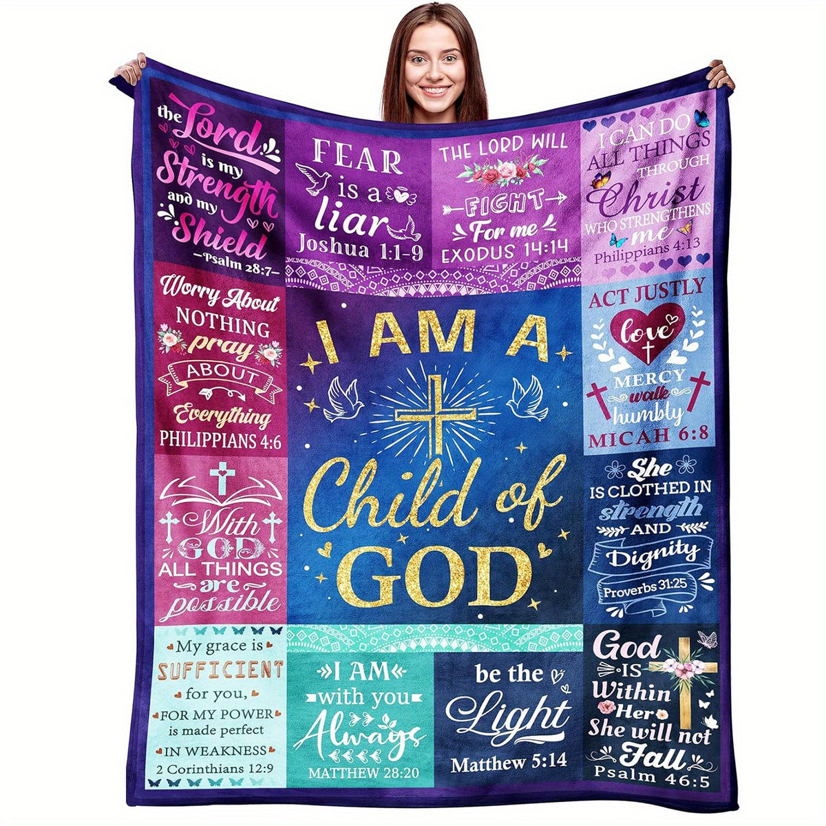 Aonana Christian “I Am a Child of God” Flannel Blanket
