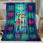Aonana Christian “God Says I Am” Printed Flannel Blanket