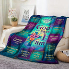 Aonana Christian “God Says I Am” Printed Flannel Blanket