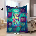 Aonana Christian “God Says I Am” Printed Flannel Blanket
