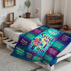 Aonana Christian “God Says I Am” Printed Flannel Blanket