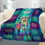 Aonana Christian “God Says I Am” Printed Flannel Blanket