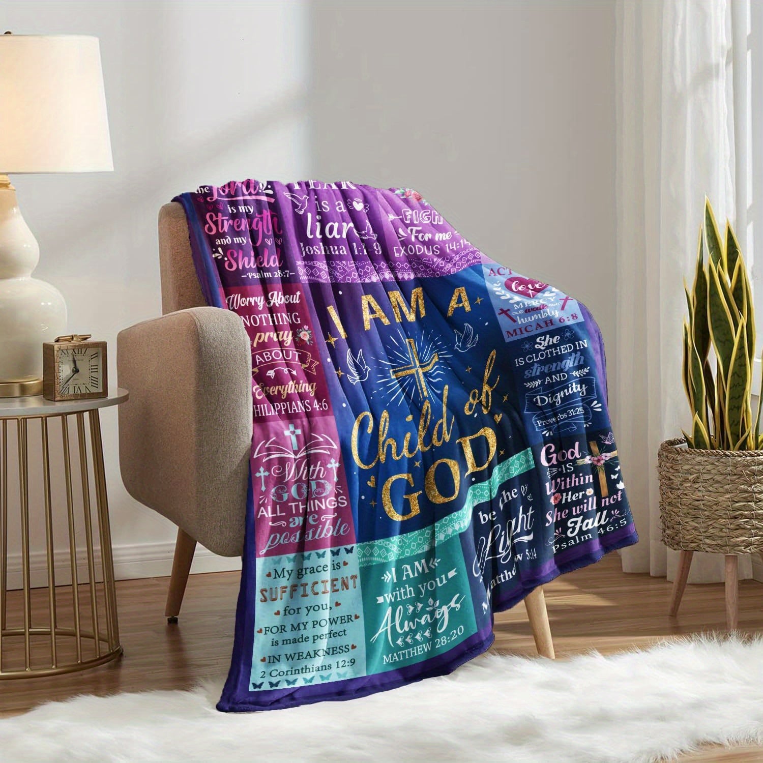 Aonana Christian “I Am a Child of God” Flannel Blanket