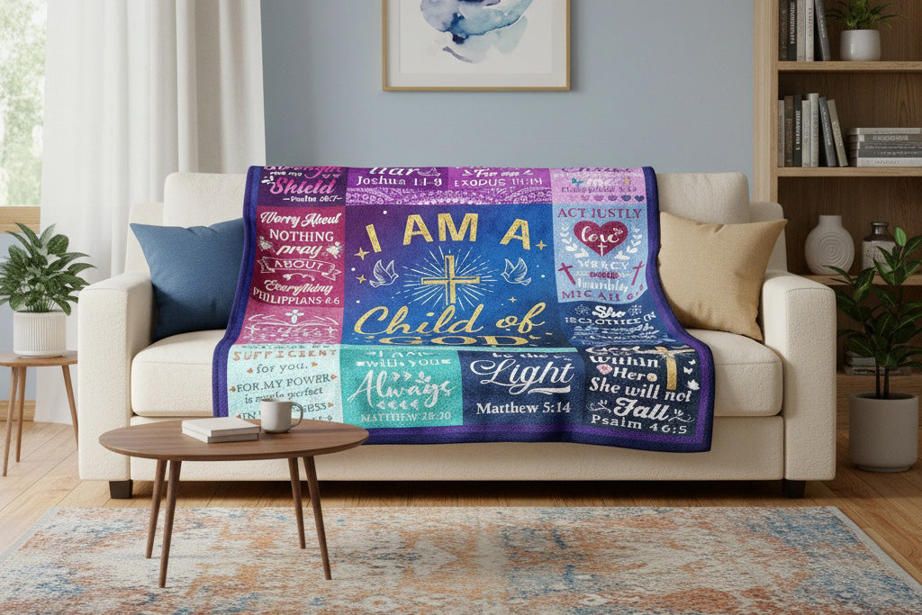 Aonana Christian “I Am a Child of God” Flannel Blanket