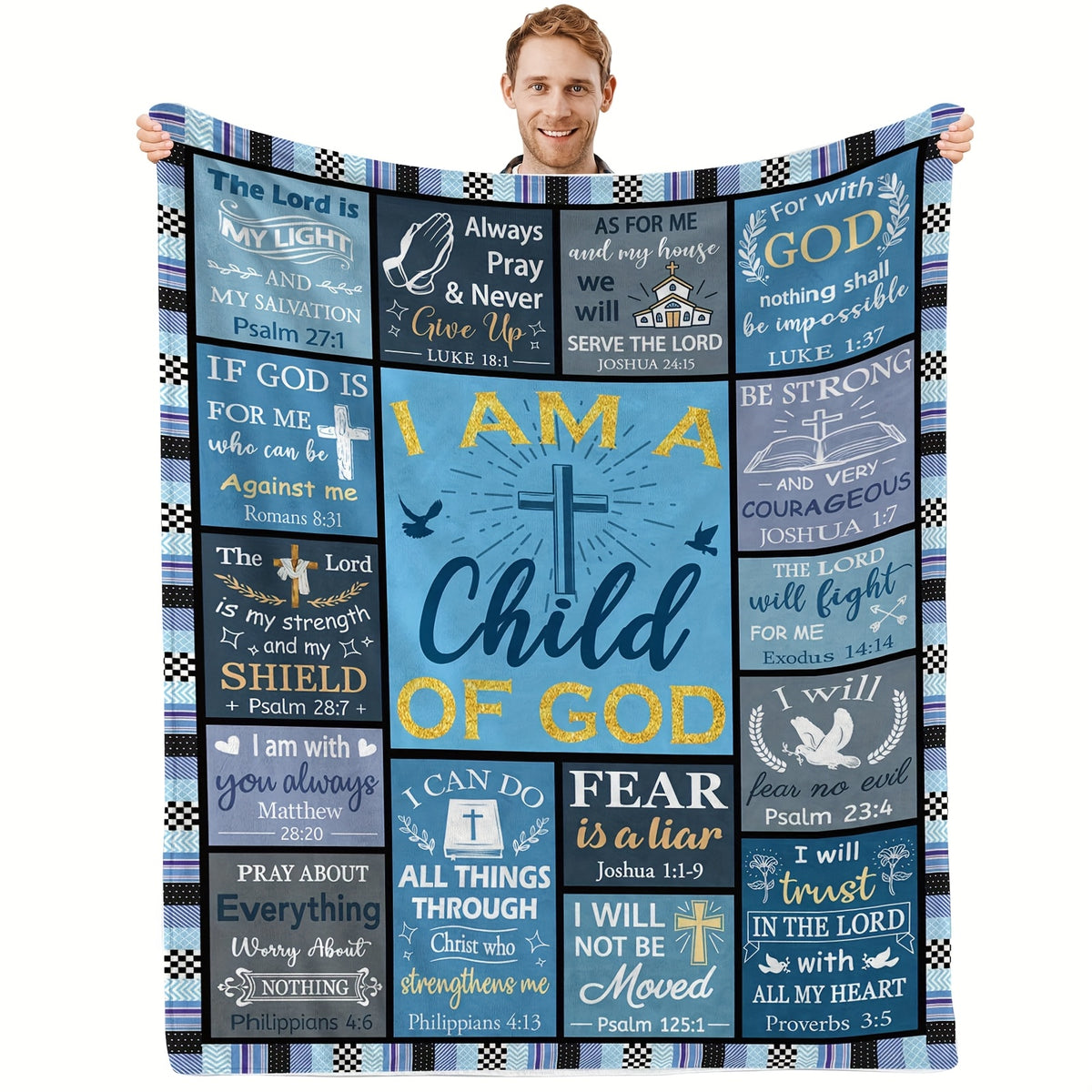 GiftoLuck “I Am a Child of God”  Flannel Throw Blanket Gift for Faith