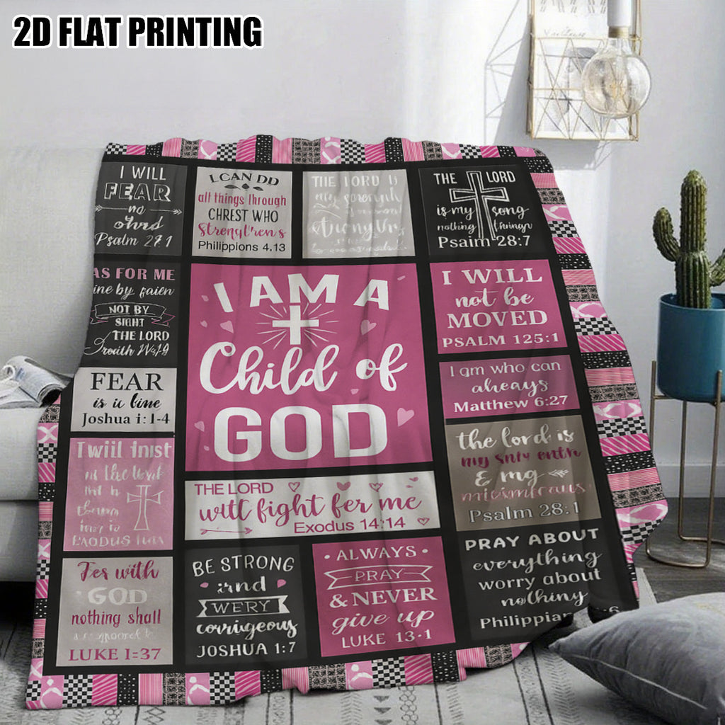 GiftoLuck “I Am a Child of God”  Flannel Throw Blanket Gift for Faith