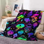 Aonana Fantasy Mushroom Cozy Flannel Throw Blanket
