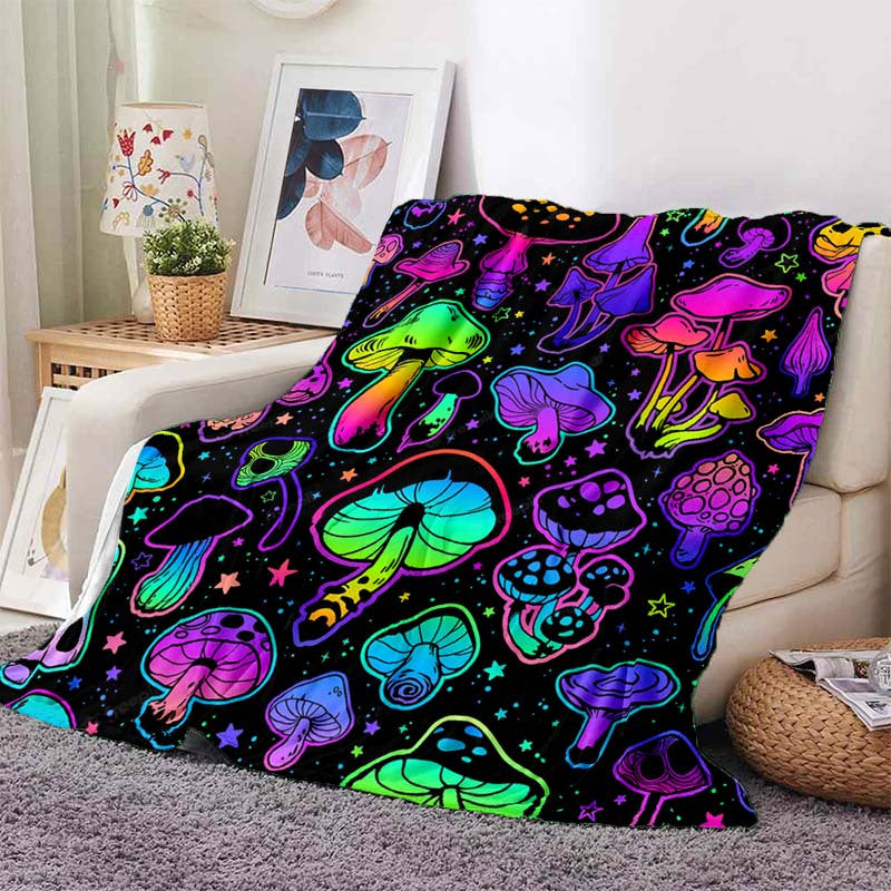 Aonana Fantasy Mushroom Cozy Flannel Throw Blanket