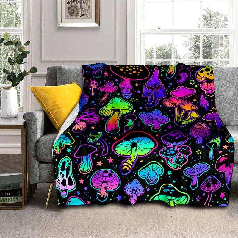 Aonana Fantasy Mushroom Cozy Flannel Throw Blanket