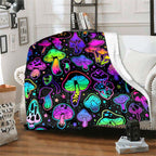 Aonana Fantasy Mushroom Cozy Flannel Throw Blanket