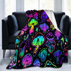 Aonana Fantasy Mushroom Cozy Flannel Throw Blanket