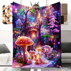 Aonana Fantasy Mushroom Forest Cozy Flannel Throw Blanket