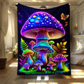 Aonana Fantasy Mushroom Family Cozy Flannel Throw Blanket