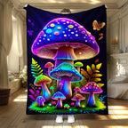 Aonana Fantasy Mushroom Family Cozy Flannel Throw Blanket
