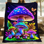 Aonana Fantasy Mushroom Family Cozy Flannel Throw Blanket