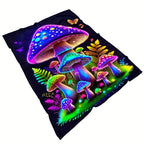 Aonana Fantasy Mushroom Family Cozy Flannel Throw Blanket