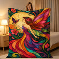 Aonana Psychedelic Fairy Fantasy Flannel Throw Blanket
