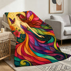 Aonana Psychedelic Fairy Fantasy Flannel Throw Blanket