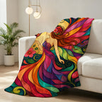 Aonana Psychedelic Fairy Fantasy Flannel Throw Blanket