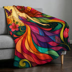 Aonana Psychedelic Fairy Fantasy Flannel Throw Blanket