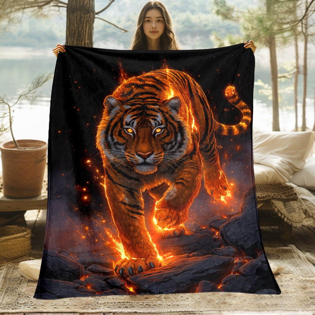 Aonana Tiger King Flannel Throw Blanket