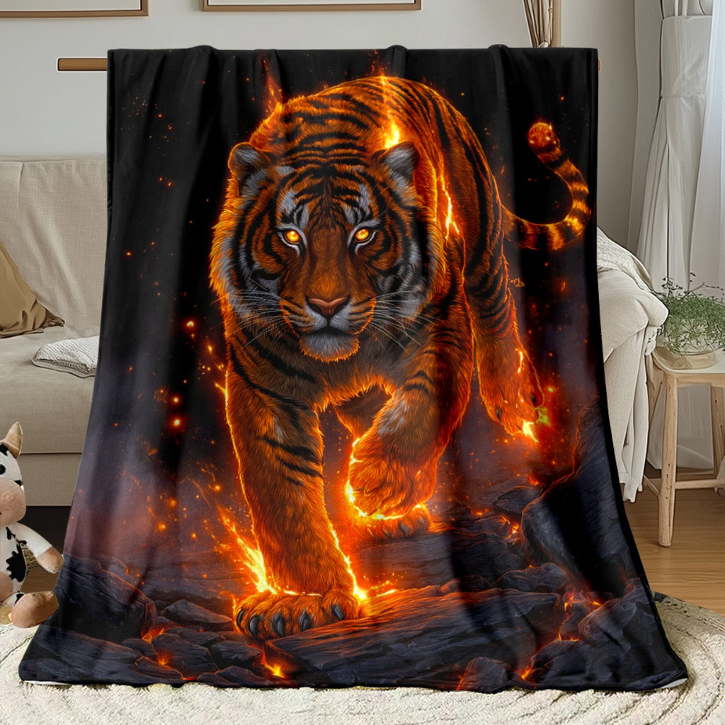 Aonana Tiger King Flannel Throw Blanket
