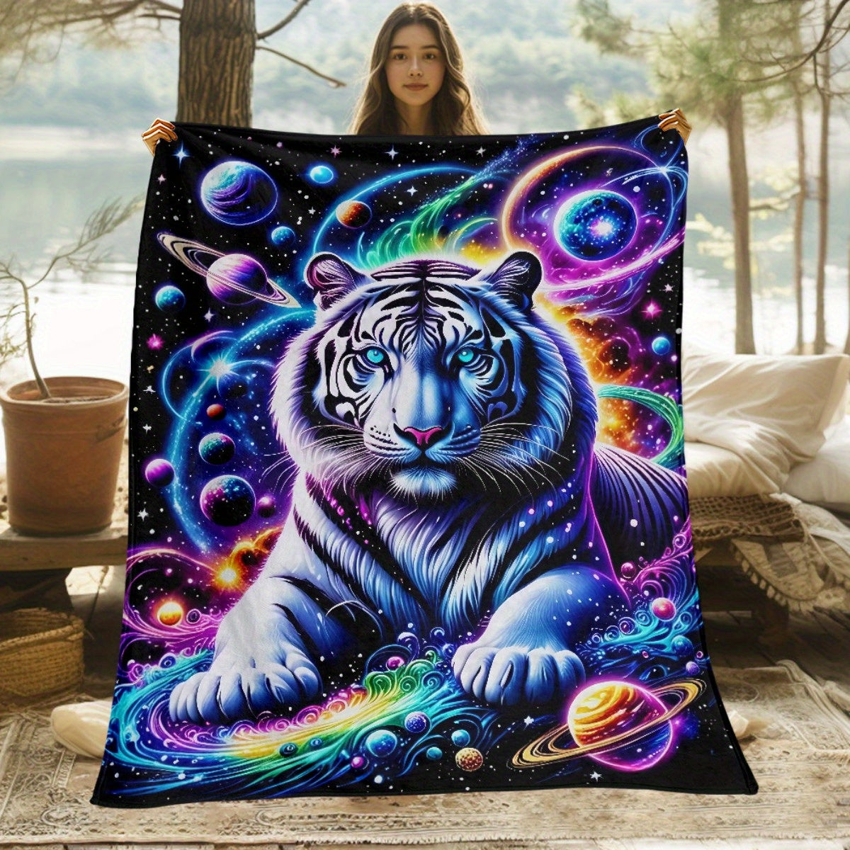 Aonana Tiger King Flannel Throw Blanket