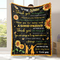 Aonana “To My Sister” Sunflower & Butterfly Inspirational Flannel Throw Blanket
