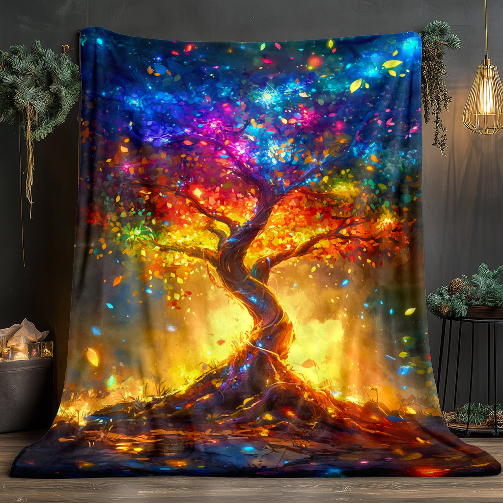 Aonana Tree of Life Printed Flannel Throw Blanket