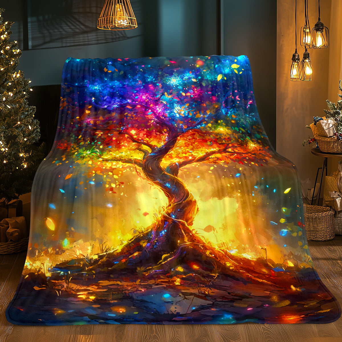 Aonana Tree of Life Printed Flannel Throw Blanket